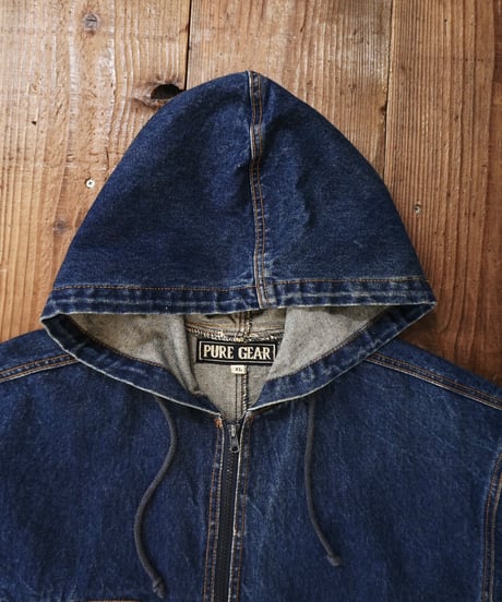 90s Big silhouette Denim Zip-up Hoodie