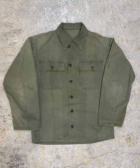 40-50s U.S.ARMY ヘリンボーンツイル ユーティリティシャツ / size S~M程度