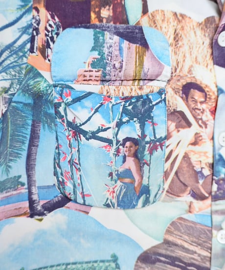 40's "MAIDEN" Picture Print Aloha Shirt