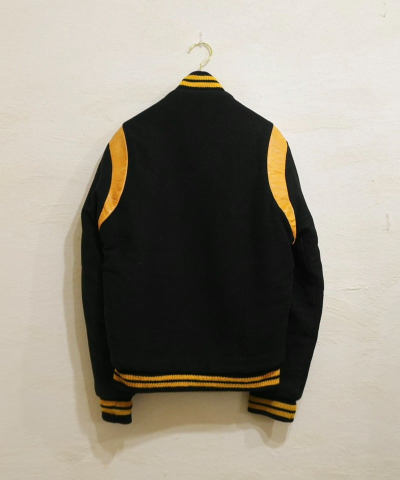 70's 黒×黄色 ウール×レザー スタジャン / size 36程度 | end of mAnTh