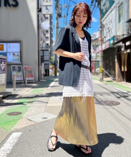 『J.CREW』 Gold Mirror Long Skirt