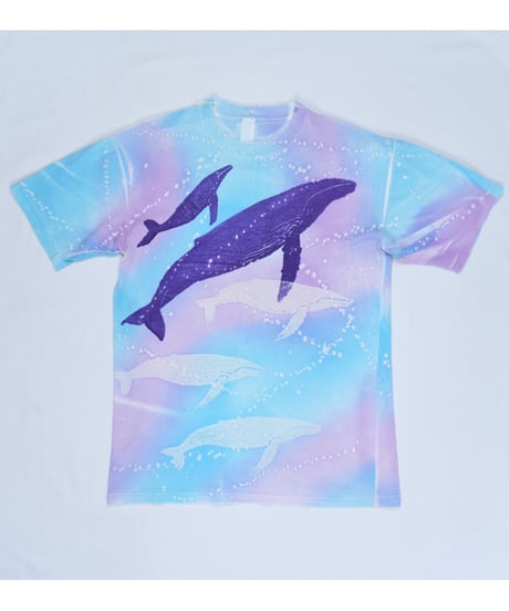 90s Whale Art Tie-Dye T-Shirt Made in USA / size L