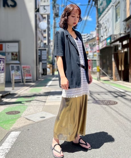 『J.CREW』 Gold Mirror Long Skirt