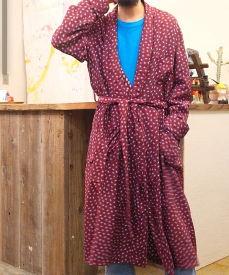 50-60s Small geometric pattern rayon gown