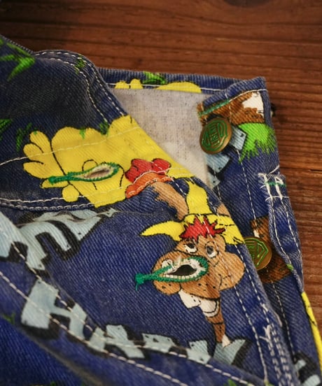 70s 『LIBERTY』 “HEE HAW” 総柄 オーバーオール / size W48 L36