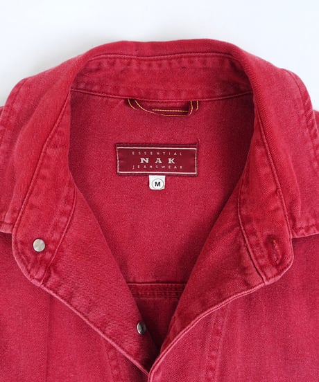 90-00s "NAK JEANSWEAR" Red denim design shirt