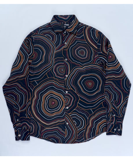 "Murano" All Over Print Tree Ring Pattern Shirt