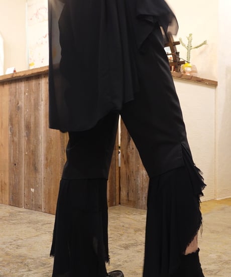 Deep Slit Ruffle Pants