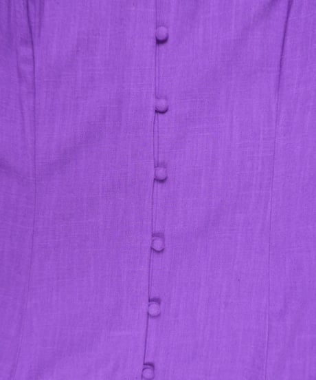 Purple Button Front Puff Sleeve Dress