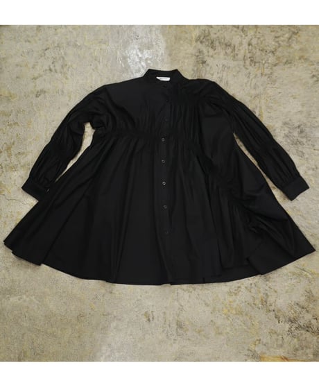 Shirred Asymmetrical Shirt Dress