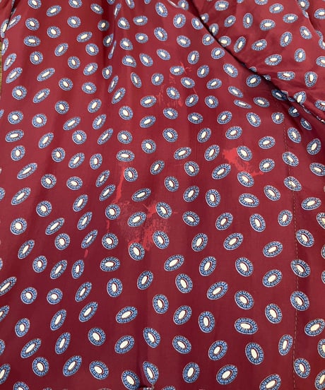 50-60s Small geometric pattern rayon gown