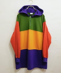 90s Multicolor Half zip Sweatshirt hoodie / size L