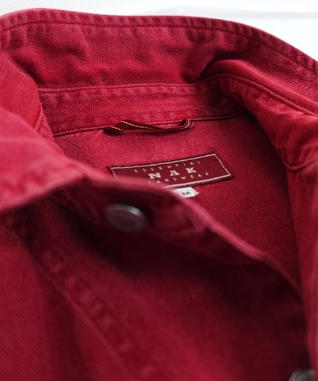 90-00s "NAK JEANSWEAR" Red denim design shirt