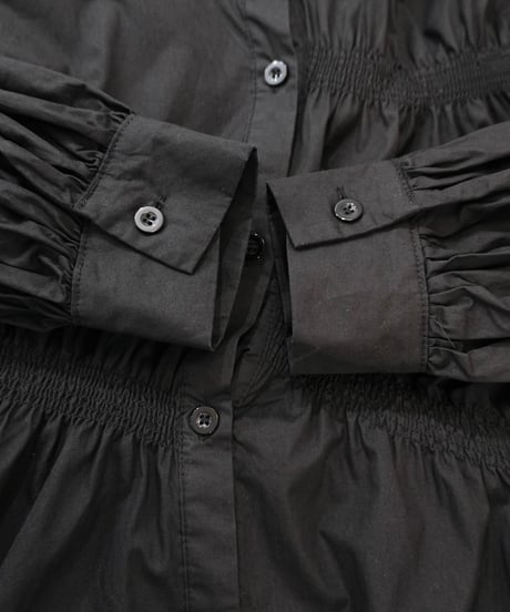Shirred Asymmetrical Shirt Dress