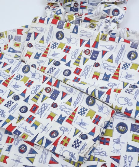 70s Signal Flag & Rope Knot Print Cotton Anorak