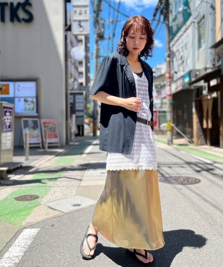 90s Textured Line Black Short Sleeve Jacket