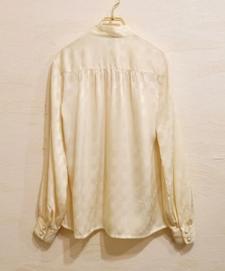 Checkered Stand-collar Blouse