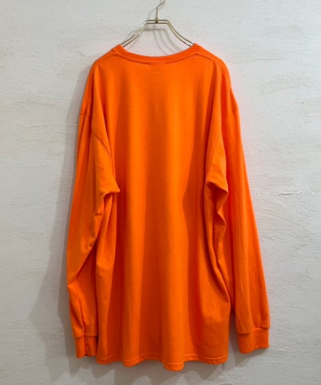 Fluorescent orange Big silhouette long sleeve T-shirt