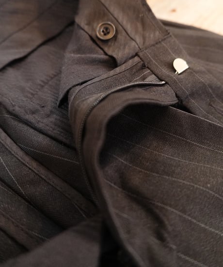 Black Striped Two-Pleated Slacks
