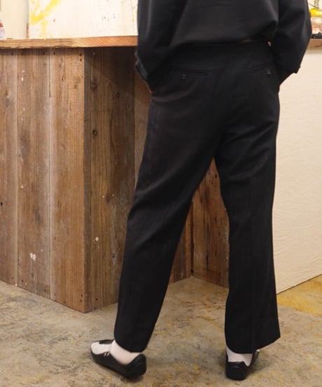 Black Striped Two-Pleated Slacks