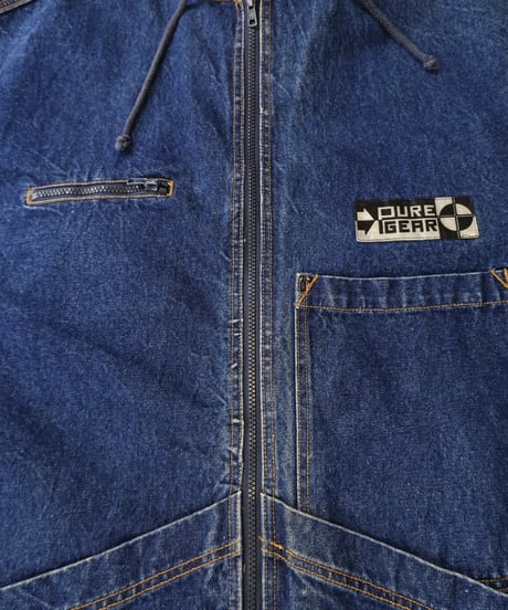 90s Big silhouette Denim Zip-up Hoodie