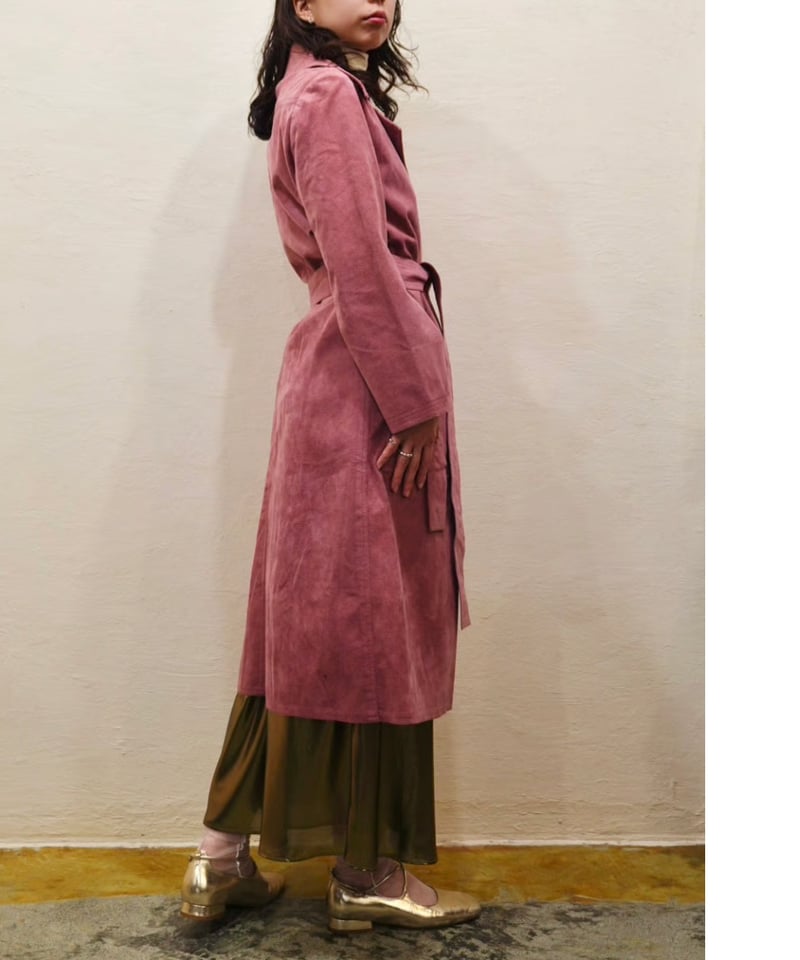 Fake Suede Leather Long Coat | end of mAnTh