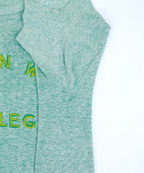 70s "Champion" Heather Green College print T-shirt / size L