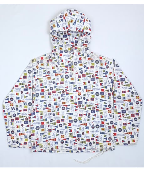 70s Signal Flag & Rope Knot Print Cotton Anorak