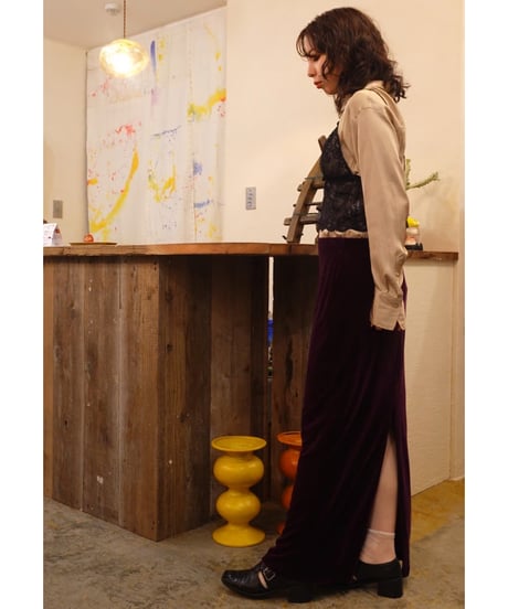 90s Deep Purple Velour Long Skirt