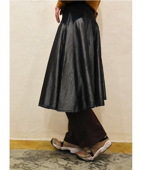 80s-90s Smoky Silver Wrinkle processing Skirt