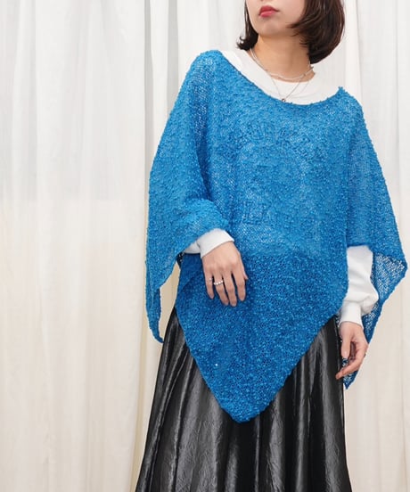 90s Sequin knit poncho Made in USA