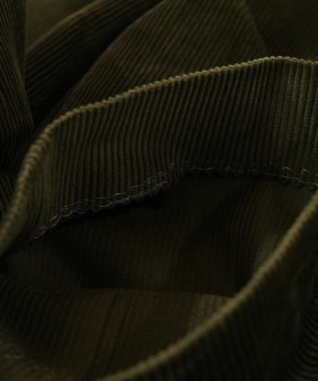 Olive-colored Wide-ribbed corduroy Pleated slacks "Made in USA"