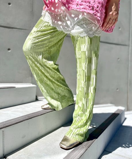 Lime Green Pleated Pants