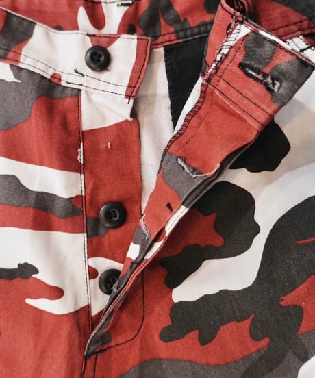 Red×Black×White Camouflage Cargo Pants