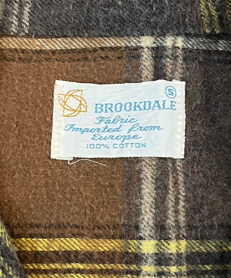 70s Open-collar checked flannel shirt / size S