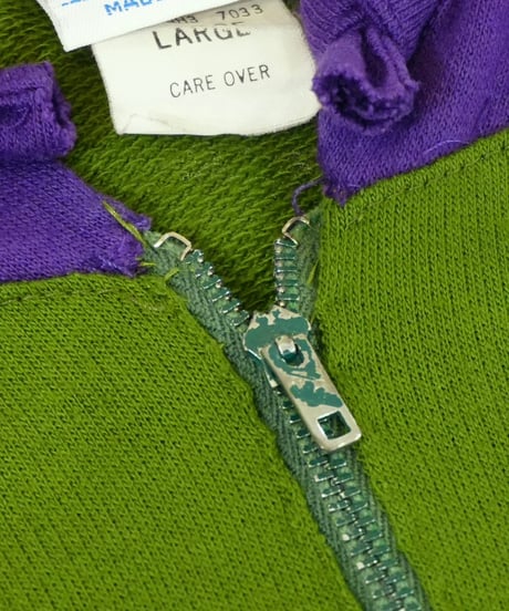 90s Multicolor Half zip Sweatshirt hoodie / size L