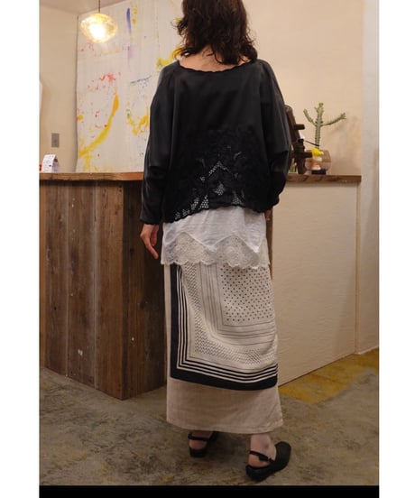 90s Linen Side Slit Skirt