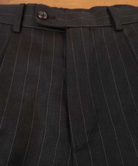 Black Striped Two-Pleated Slacks