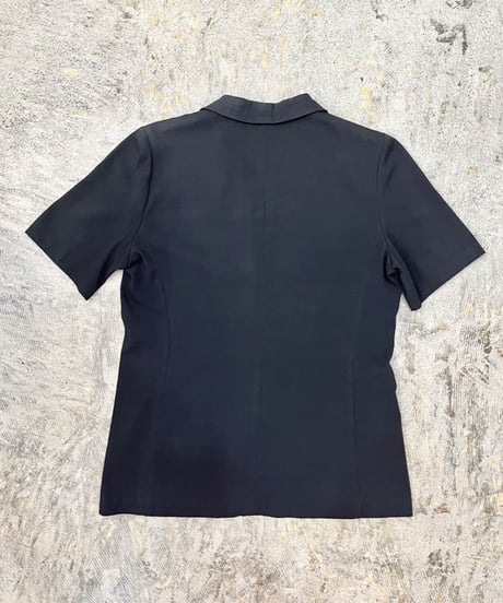 90s Textured Line Black Short Sleeve Jacket