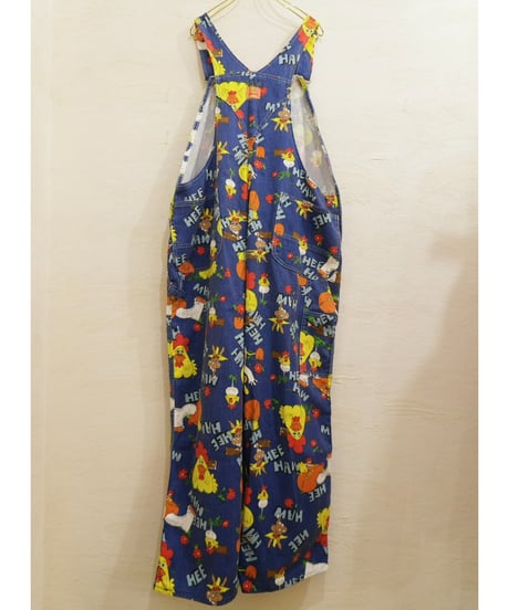 70s 『LIBERTY』 “HEE HAW” 総柄 オーバーオール / size W48 L36