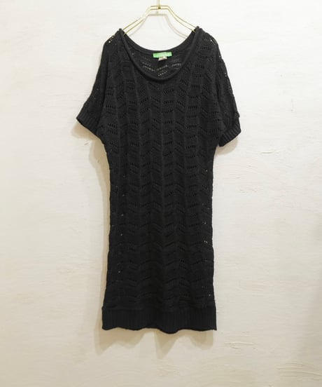 90s Openwork Short-sleeved Knit Dress