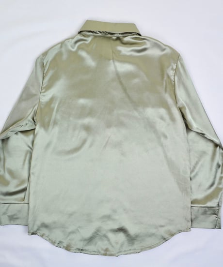 Champagne-colored glossy satin blouse