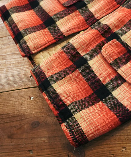 50-60s Red base check Wool Long type Sport jacket