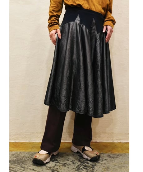 80s-90s Smoky Silver Wrinkle processing Skirt