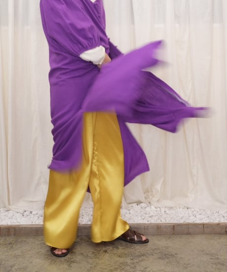 Mustard Gold Satin Wide Pants