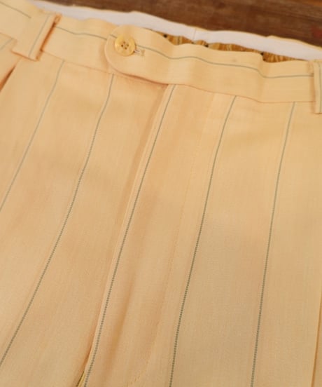 Yellow × Light blue Striped Two-pleat Wide slacks