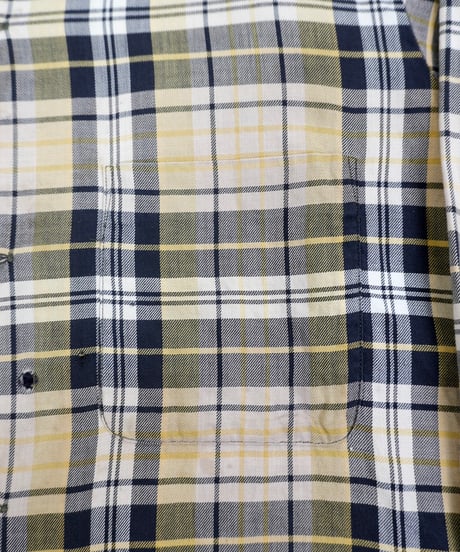 60s "ARROW" Open-collar cotton check shirt / size M
