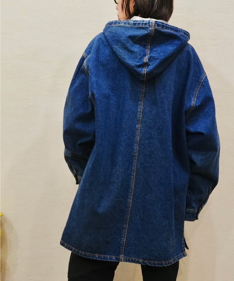 90s Big silhouette Denim Zip-up Hoodie