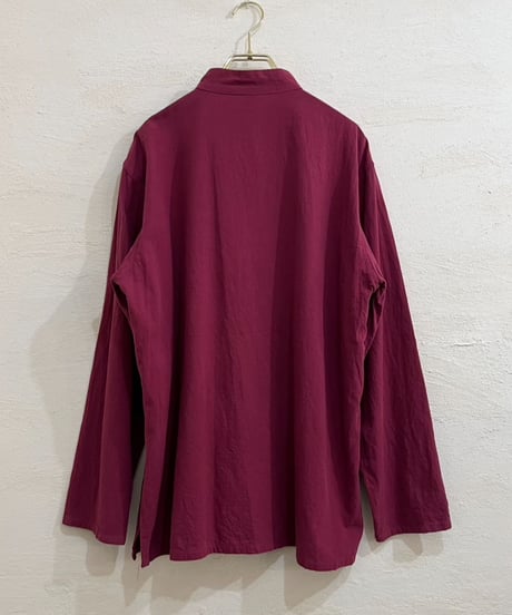 Wine red long sleeve Chinese shirt