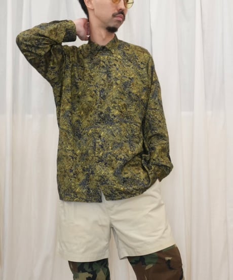 90s Gold-Thread Jacquard Art Shirt
